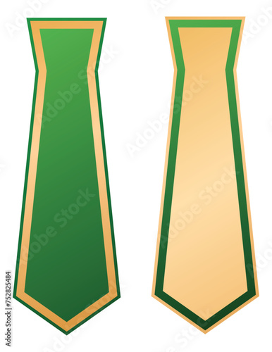 Golden green cravat necktie symbol clipart isolated for St. Patrick's day costume fashion clothes design