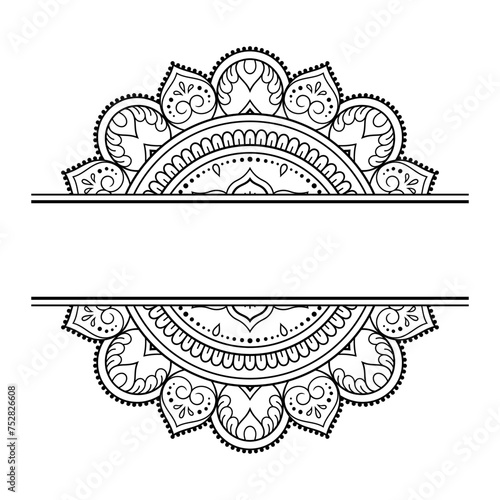Frame in eastern tradition. Stylized with henna tattoos decorative pattern for decorating covers for book, notebook, casket, magazine, postcard and folder. Flower border in mehndi style.