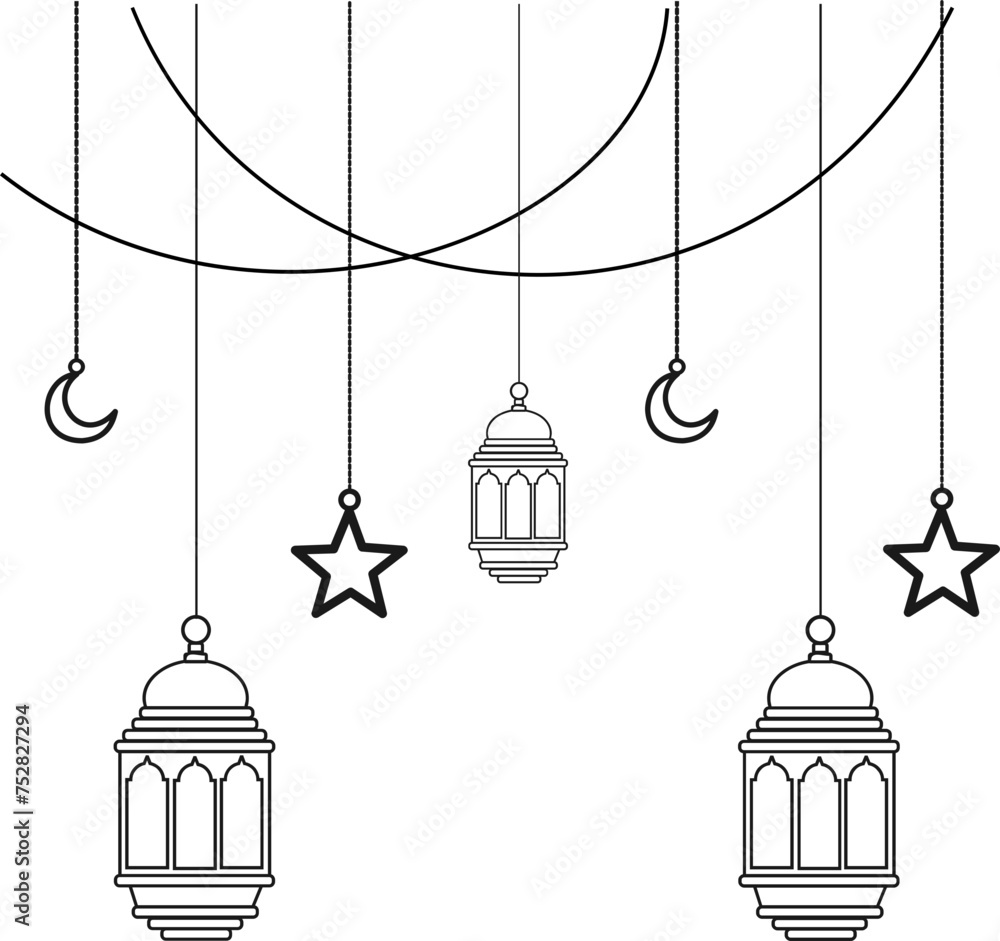 Hanging Islamic Lantern Border Hanging Islamic Lantern Border