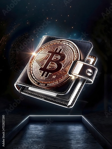 Bitcoin symbol and a wallet