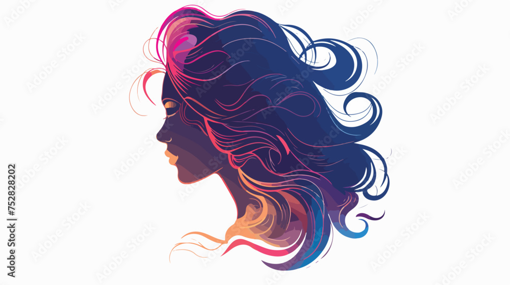 figure avatar girl head with hairstyle design Flat vector