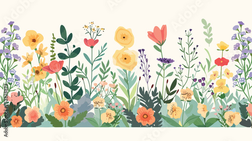 Garden Flowers Vector Element Drawing Flat vector