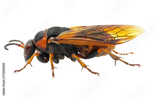 Cicada Killer Wasp in Intricate Motion On Transparent Background.