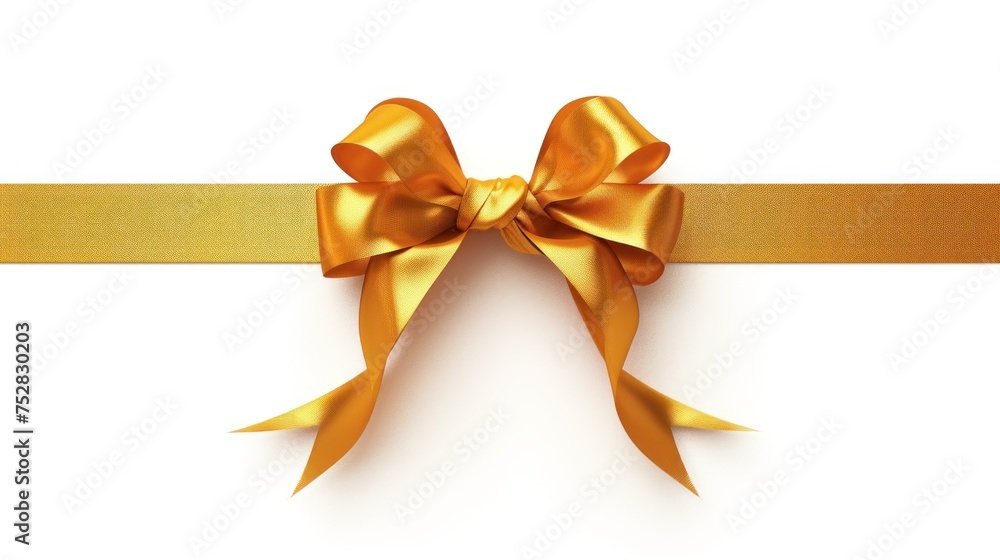 Gold ribbon with bow isolated on white Gold ribbon with bow isolated on white