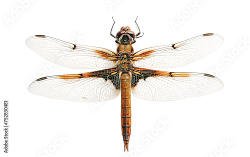 Dragonfly in Intricate Motion On Transparent Background.