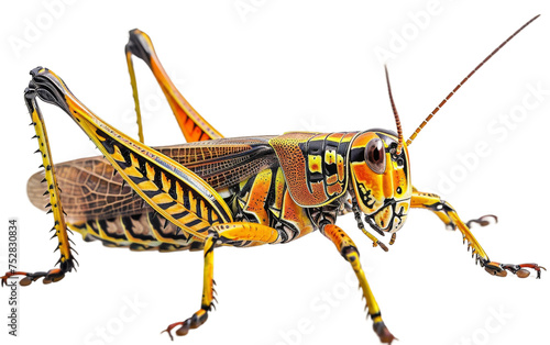 Eastern Lubber Grasshopper in Intricate Motion On Transparent Background.
