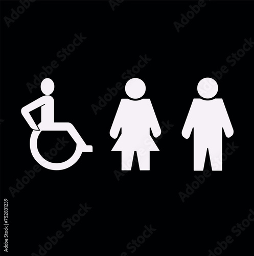 toilet sign printable public signage symbol man woman wc simple black minimalist restroom area
