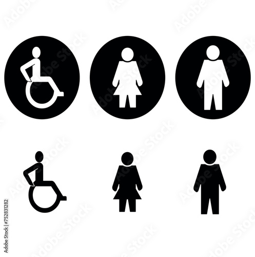 toilet sign printable public signage symbol man woman wc simple black minimalist restroom area