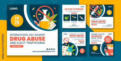 Drug Abuse and Trafficking Social Media Post Cartoon Hand Drawn Templates Background Illustration