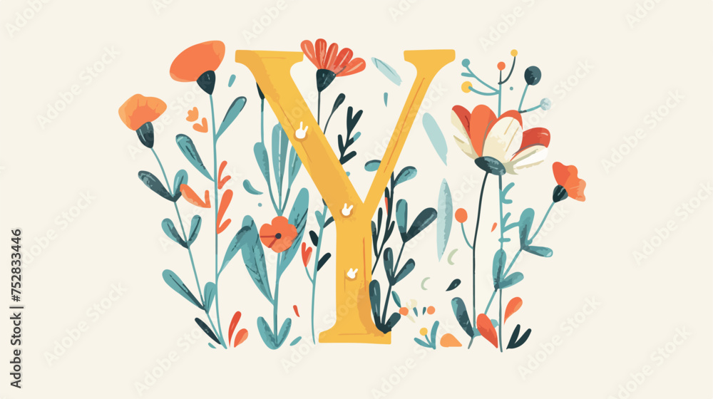 This is the illustration of the letter Y. Flat vector.