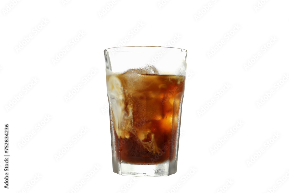 PNG, Glass with iced coffee, isolated on white background PNG, Glass with iced coffee, isolated on white background
