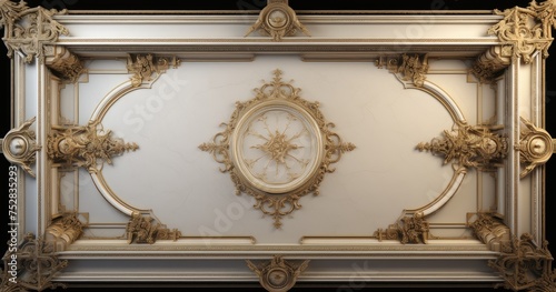 golden rococo ceiling frame grandeur background photo