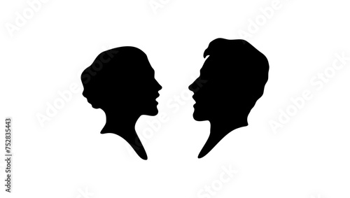 family conflict, man and woman screaming, black isolated silhouette