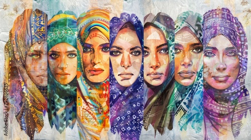Cultural Tapestry Watercolor Portraits of Women