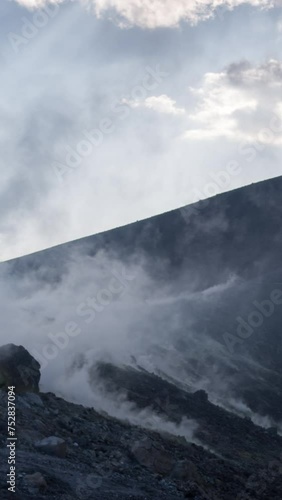 vulcano island off the coast of Sicily in vertical photo