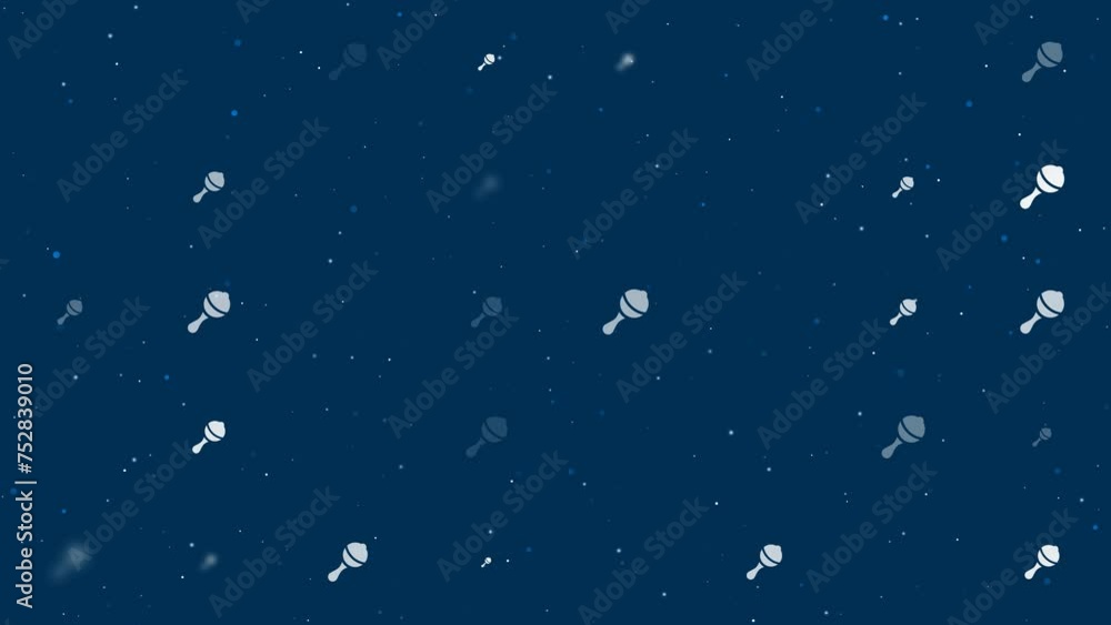 Template animation of evenly spaced baby rattle symbols of different ...