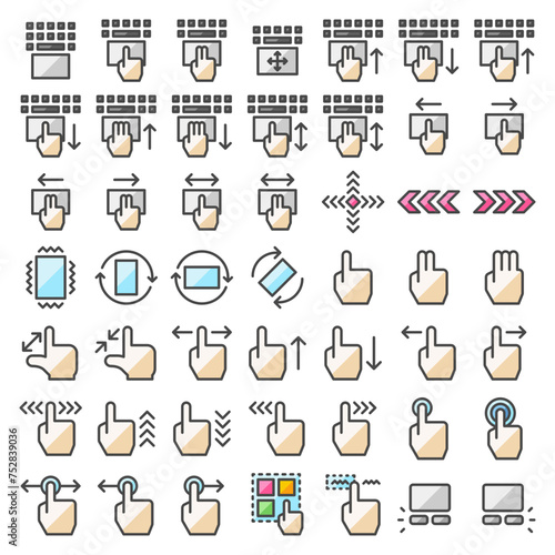 Multipurpose interactive vector icon set in filled outline style