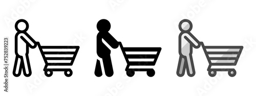Multipurpose buyer vector icon in outline, glyph, filled outline style. Three icon style variants in one pack.
