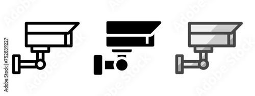 Multipurpose cctv vector icon in outline, glyph, filled outline style. Three icon style variants in one pack.