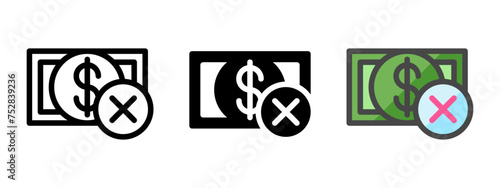 Multipurpose cross money vector icon in outline, glyph, filled outline style. Three icon style variants in one pack.