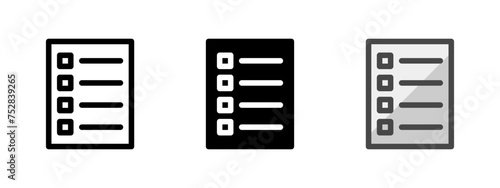 Multipurpose list vector icon in outline, glyph, filled outline style. Three icon style variants in one pack.