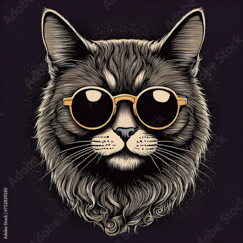 Cat Album Movie Poster T-Shirt Cover Horror Style Printable 3D Render © DenizCelen
