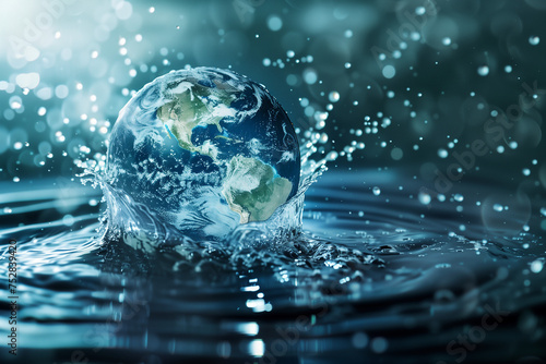 Graphic for World Water Day hands holding earth as water flows over it