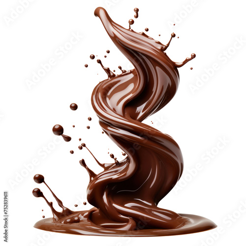 melting sweet chocolate splash in the air spiral