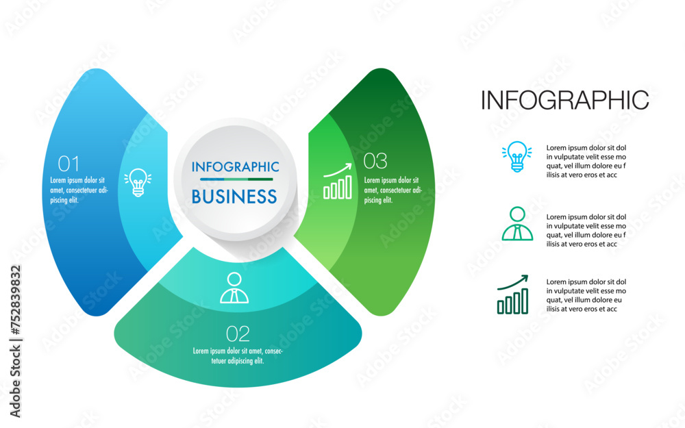 Vetor de Infographic template 3 step analysis for marketing can apply ...