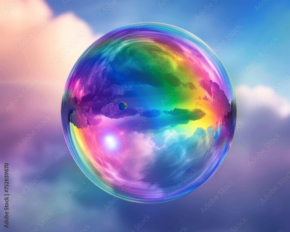 Close-up of a spheres reflection in a bubble Close-up of a spheres reflection in a bubble