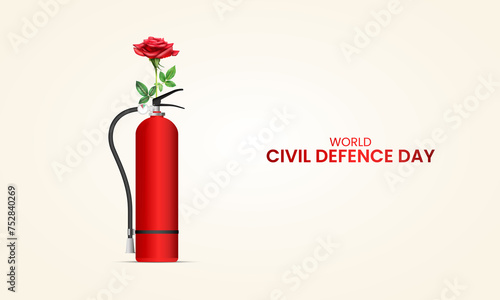 world civil defence day, Fire extinguisher, civil defence day design for social medai banner, poster, 3d Illustration photo