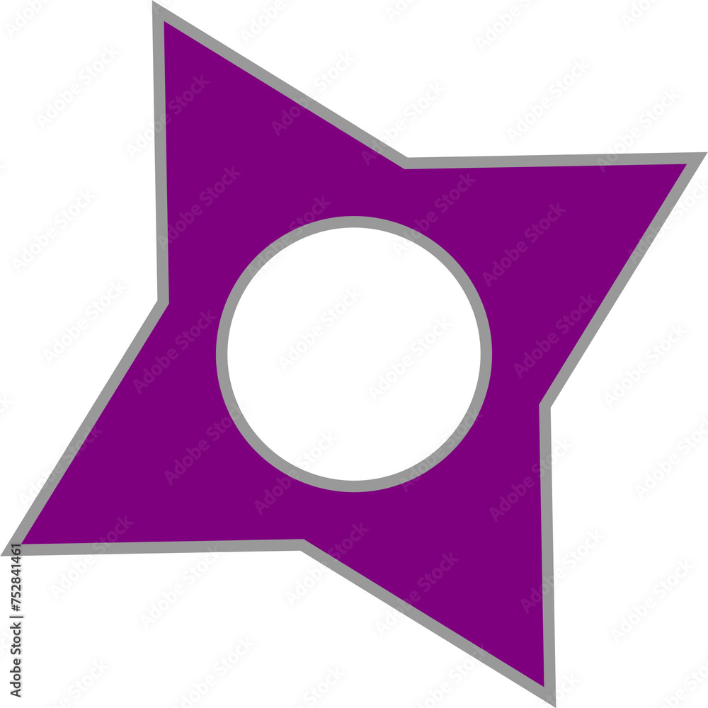 4-point magenta star with silver border and transparent circular center with silver border as well. All on a transparent background. 4-point magenta star with silver border and transparent circular center with silver border as well. All on a transparent background.