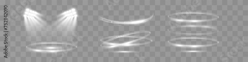 White blur trail wave,
circle silver line of light speed.Vector illustration.