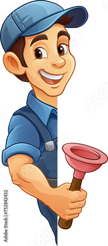 Plumber Plunger Tool Cartoo...