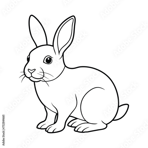 Rabbit illustration coloring page for kids 