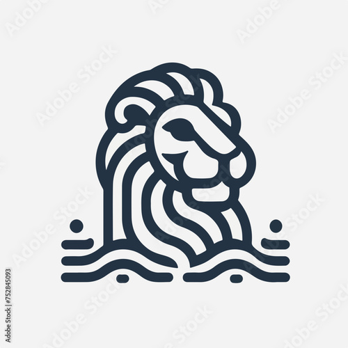 Merlion statue singapore vector icon logo sticker