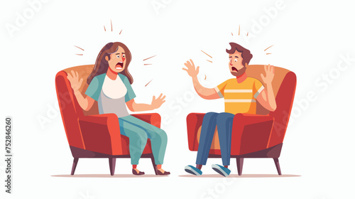 Wife shouting at husband. vector illustration