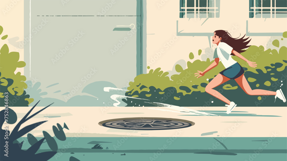 Woman running girl vector illustration