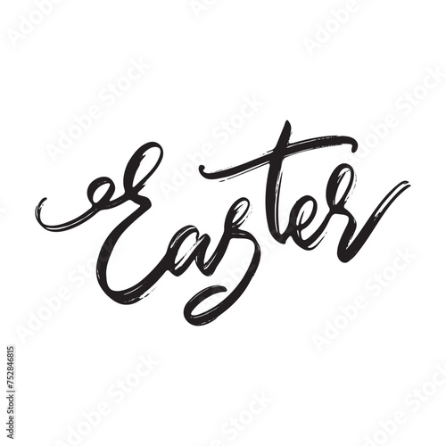 Happy Easter Hand drawn Lettering Design. Easter Greeting Card Handwritten Element. Modern Brush Calligraphy Sign