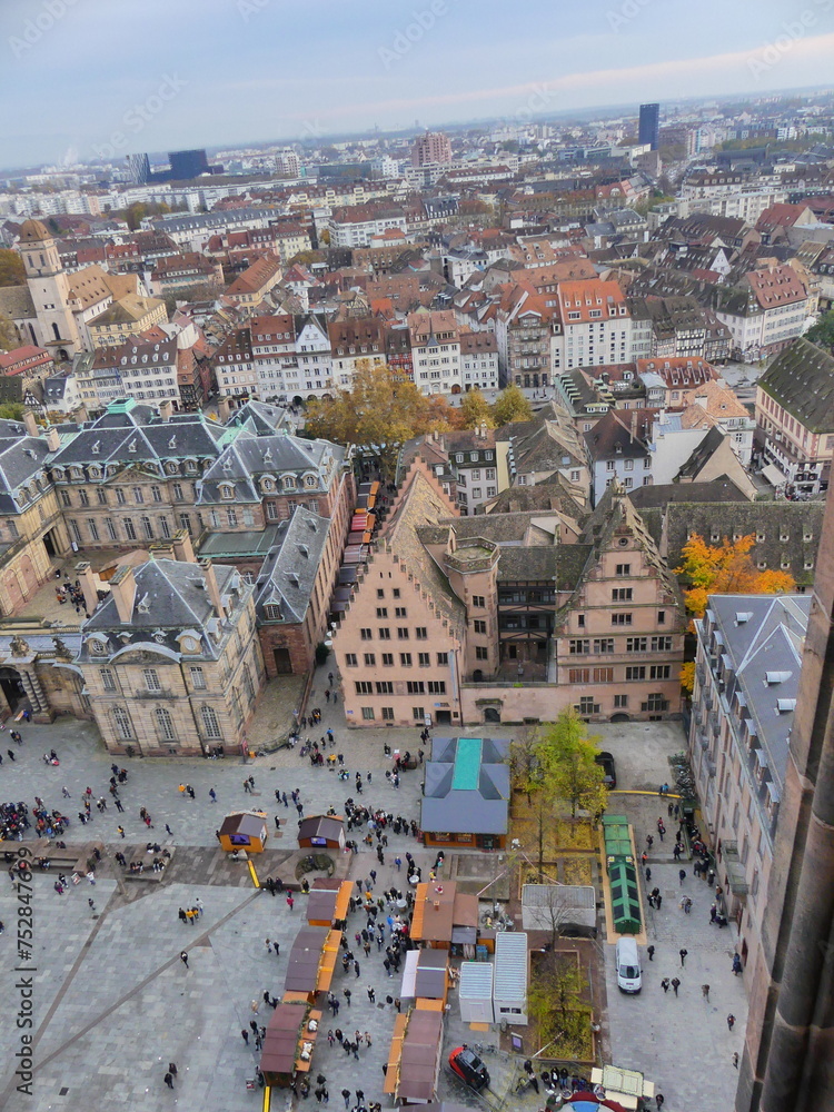 Obraz premium Vue sur Strasbourg depuis les hauteurs avec maisons alsaciennes