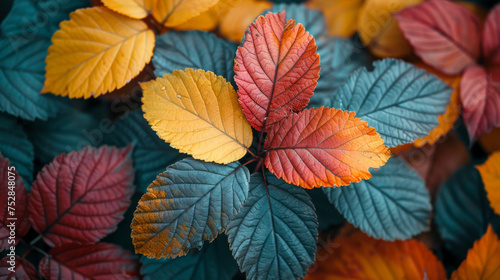 Collection of Beautiful Colorful Autumn Leaves / green, yellow, orange, red.