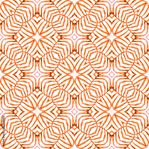 Exotic seamless pattern. Orange precious boho