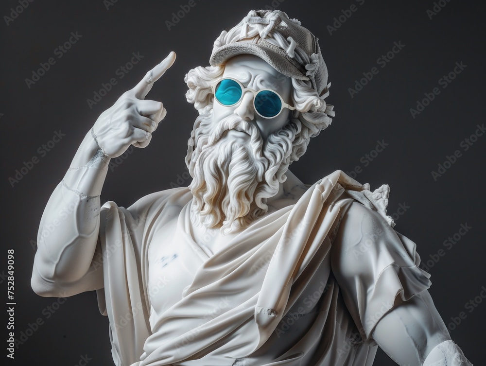 Obraz premium White bust statue wearing sunglasses