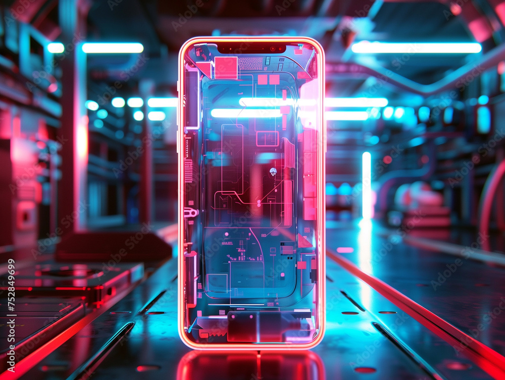 Phone portal: cyberpunk vibes with neon light intricacies