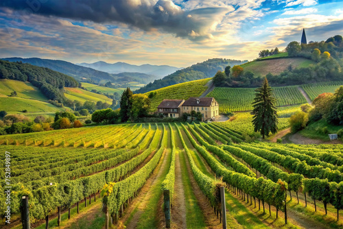 "Picturesque Vineyard in Countryside" 