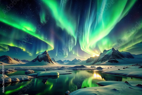 "Breathtaking Aurora Borealis in Polar Sky" 
