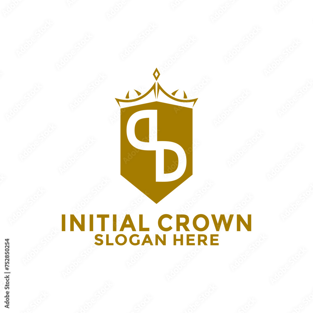 Letter D or DD Shield With Crown Logo design, Initial Letter Logo design template Letter D or DD Shield With Crown Logo design, Initial Letter Logo design template