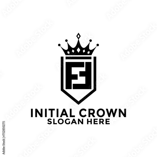 Letter FF or FFS Shield With Crown Logo design, Initial Letter Logo design template