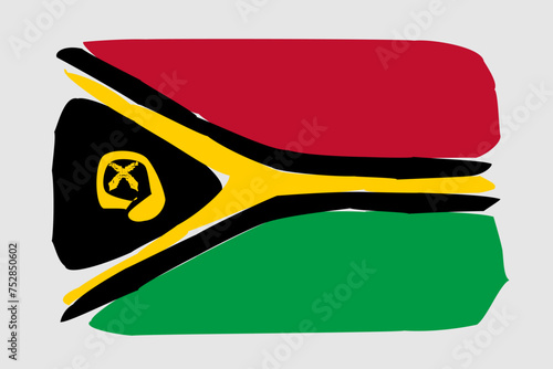 Vanuatu flag - painted design vector illustration. Vector brush style