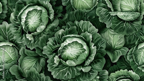 The cabbage pattern exhibits a repeating sequence often found in nature, reminiscent of the fractal-like arrangement seen in a cabbage. © klss777